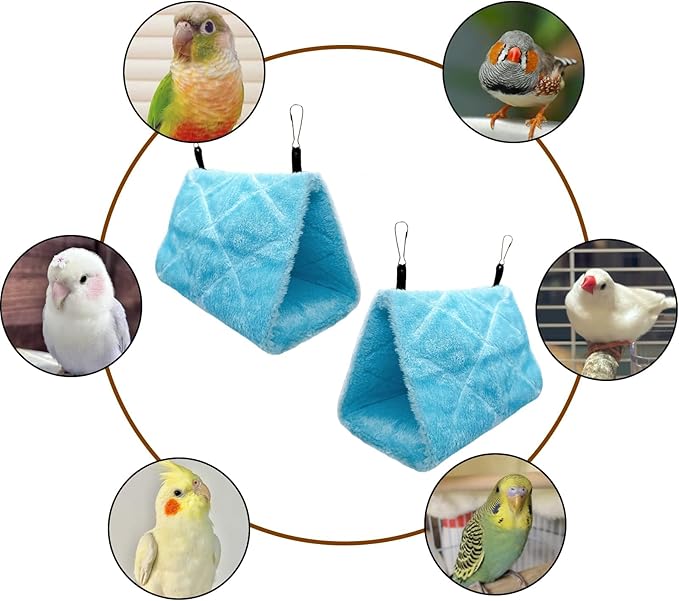 4Pcs Bird Tent Plush Hammock Warm Hut Hanging Parrot Nest for Cage Snuggle Large 9.4''X5.9''X7.0'' Sleeping Bed Hideaway Cave for Parakeet Cockatiels Cockatoo Lovebird