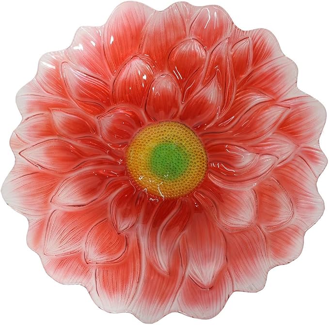 Briarwood Lane Red Daisy Glass Birdbath