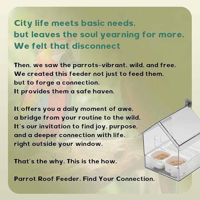 Pull-Out External Parrot Feeder & Bird Bath for Cage - Transparent Easy-Fill Feeder House, Convenient Feeding & Watching for Parrots, Finches, Hummingbirds and Small Birds