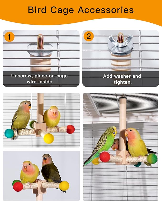Bird Perch Toy, 360° Rotating Parrot Perch, Interactive Spinning Bird Cage Toy for Budgies, Cockatiels, Lovebirds, Parakeets and Small to Medium Birds
