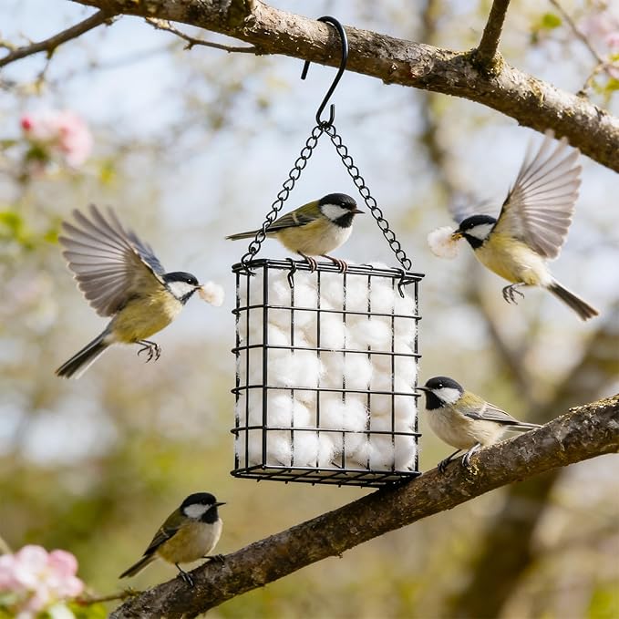 Bird Nesting Material Holder, Handmade Fiber Bird Nesting Material, Refillable Bird Shelter, Outdoor Bird Nesting and Resting Spot, Gift for Animal and Bird Enthusiasts (2 Set)