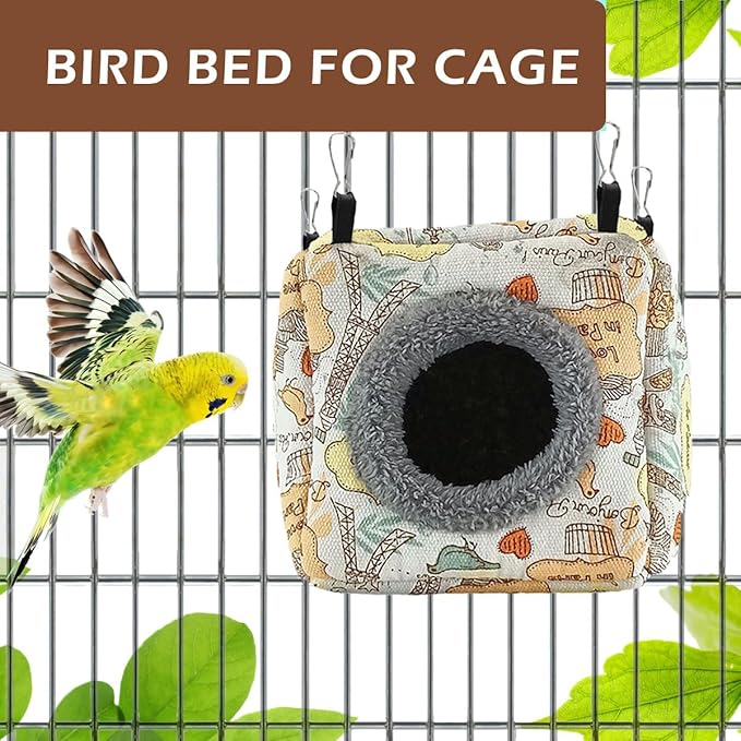 Bird Plush Nest Bed - Hanging Soft and Warm Hammock for Birds Parrot Parakeet Cockatiel Conure Hamster Rat Squirrels etc