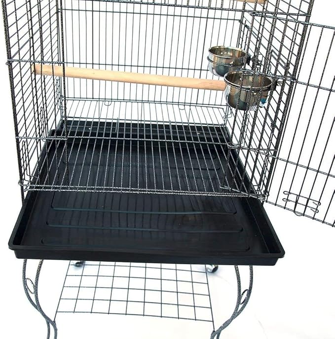 Large 57-Inch Pagoda House Roof Top Parrot Lovebird Cockatiel Cockatiels Parakeets Cage with Stand, Black Vein
