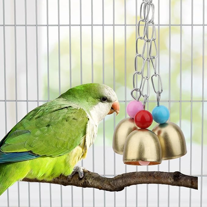 Hypeety Bird Bell Toy Cage Toys Parrot Macaw African Greys Amazon Parakeet Cockatiels Cage Hanging Swing Toys (7.87"/20cm)