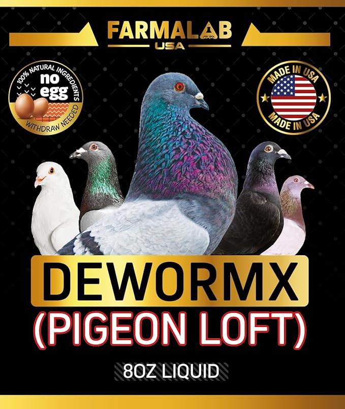 DEWORMX for Pigeons Doves Birds Palomos Buchones Mensajeros Pigeon Tabs Pigeonvita Vitamins La Lechita Pigeons Hens Rooster Chickens Caged Birds (Pigeon Loft 8oz)