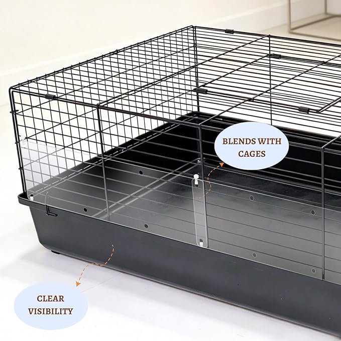 12 Pcs Cage Guard 13.8"x4.7" with Zip Ties & Personalized Letter Stickers, Scatter Guard Clear Cage Liner Flexible Side Lining for Rabbit Guinea Pig C&C Metal Wire Playpen