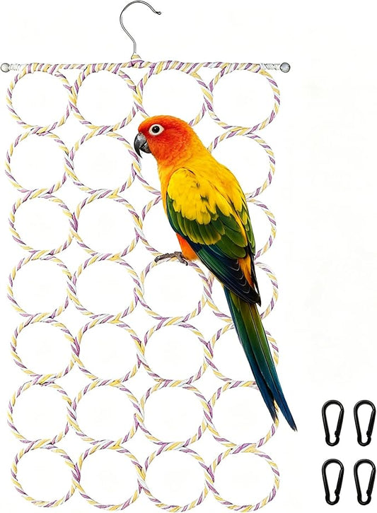 1 Pack Small Pet Rope Toys,Bird Rope Perch Climbing Net Ladder Hanging Hammock for Parrot (Parakeet/Cockatiel/Cockatoo/Macaw/Conure), Rat, Hamster, Mouse, Ferret (1Pcs)