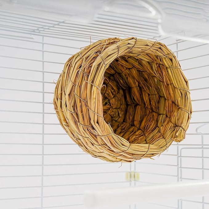 2-Door Wrought Iron Bird Cage Parakeet Cage with Handles, 25" H Parrot Cage Pet Birds Flight Cage, 360° View Interactive Birdcages Bird House Travel Cages for 1-3 Birds (Transparent)