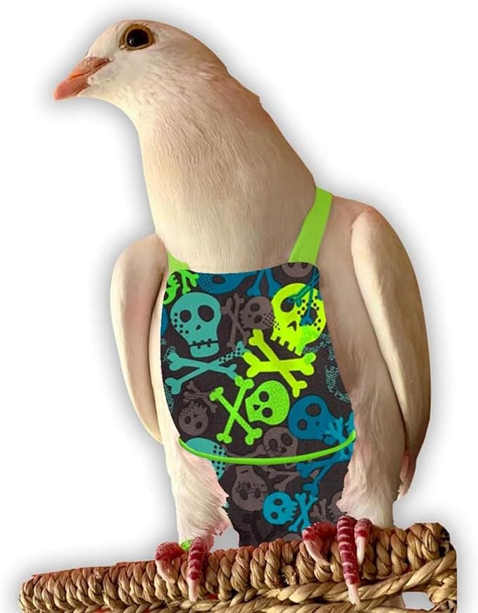 Bev's Bird Boutique Regular Flyper Adjustable Bird Diaper | Reusable, Washable Cloth | Comfort Fit for Parrot, Cockatiels, & Other Small Birds | Fashionable Avian Accessories, Pirate, Size 9.5