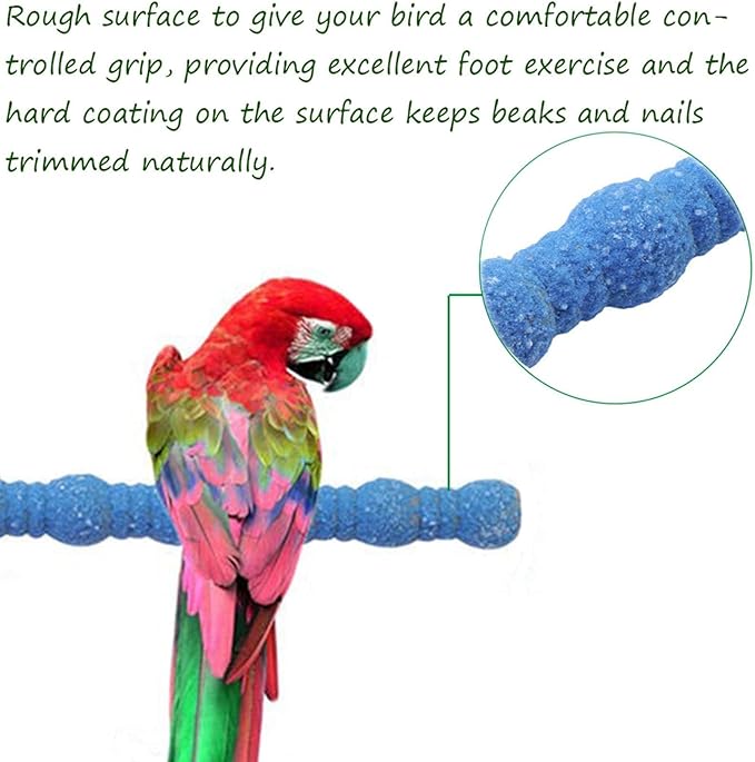 kathson 3PCS Bird Perch Parrot Stand Cage Accessories Natural Wooden Stick Paw Grinding Rough-surfaced Chew Toy for Cockatiels Cockatoo Lorikeet Conure Parakeet (Random Color,7.87inch)