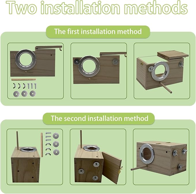 Parakeet Nesting Box, 11.57 X 5.9 X 5.9 INCH Transparent Bird Nest Breeding Box with Perch Parrot Mating Box Wood Bird House Aviary for cage (L Horizontal Wood)