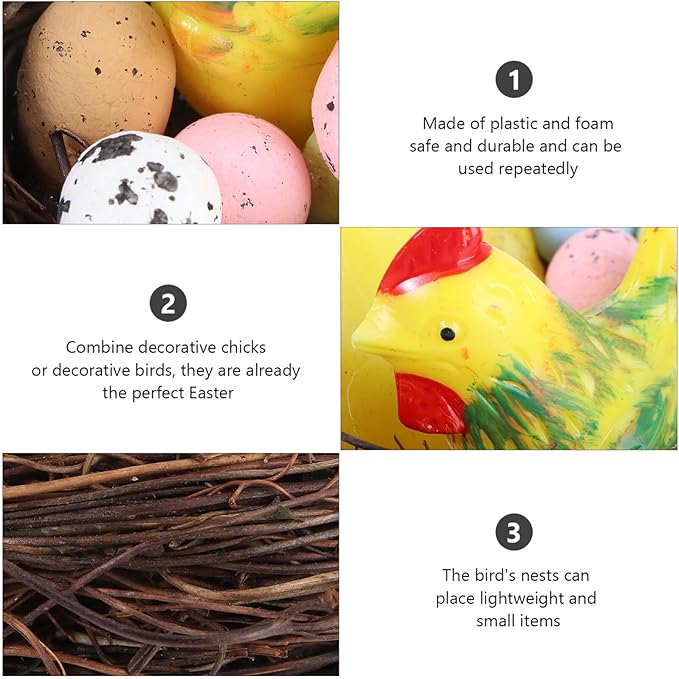 Yardwe Lovely Easter Simulation Eggs for Spring Decorations Bird Nest Eggs for Home Party and Holiday Ornamentation for Easter Celebrations