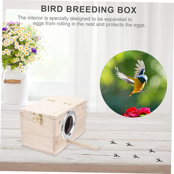 Parakeet Nest Box Bird House Budgie Wood Breeding Box for Lovebirds Parrotlets (Small Size)