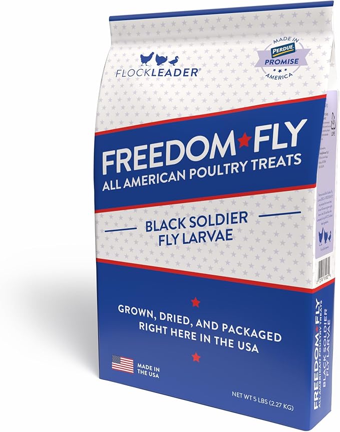 FLOCKLEADER Freedom Fly, All American Dried Black Soldier Fly Larvae Poultry Treats, 5 lb