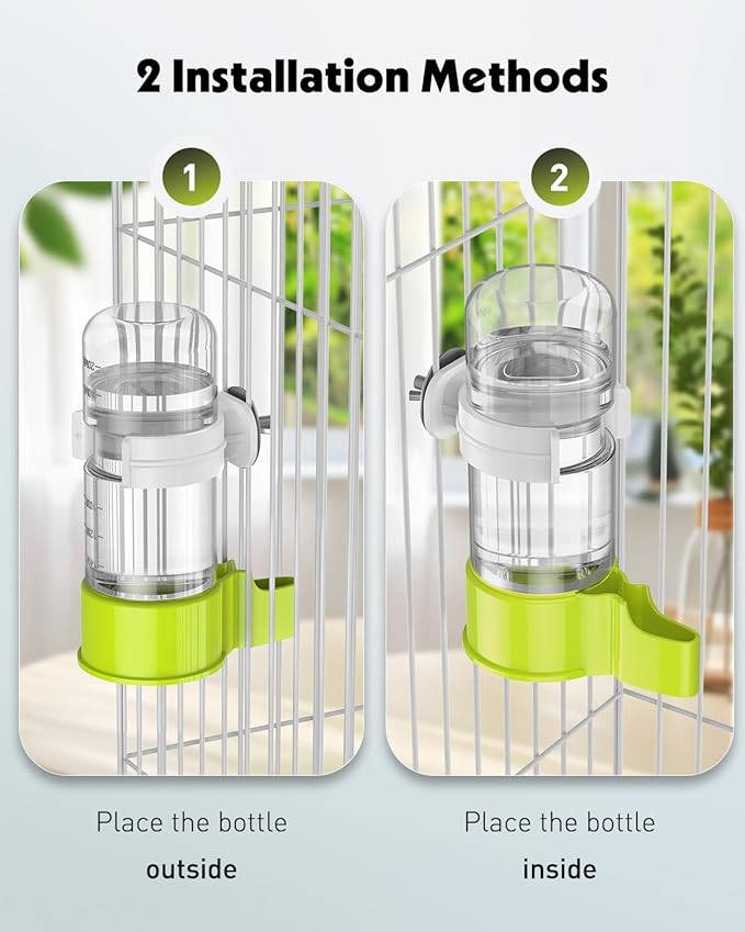 Pawfly 2 Pcs Bird Water Dispenser, Automatic Bird Water Feeder, Plastic Bird Cage Water Dispenser, White&Green Parrot Waterer for Parakeet Cockatiel Budgie Lovebirds (Not Fit for Food Feeding)