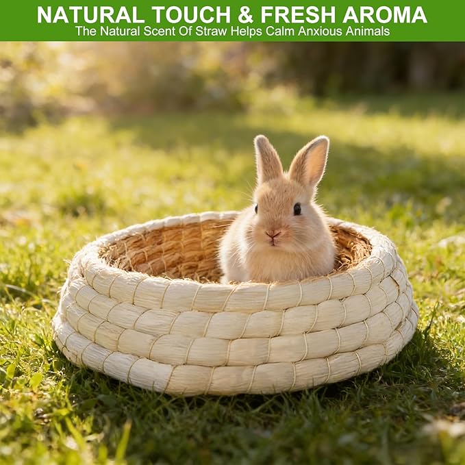 6 Packs Woven Straw Bird Nests, 9" Handmade Flat Base Spawning Nest,Racing Pigeon Breeding Hatching Nest Box Egg Basin for Quails Doves and Small Birds,Pet Cage Supplies