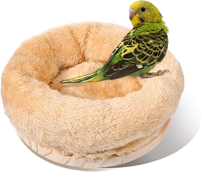 Medium Birds Nest for Cage - Removable Plush Parrot Hammock Bed - Winter Warm Resting Perch Platform for Budgies Cockatiel Conure Parakeet Hamster