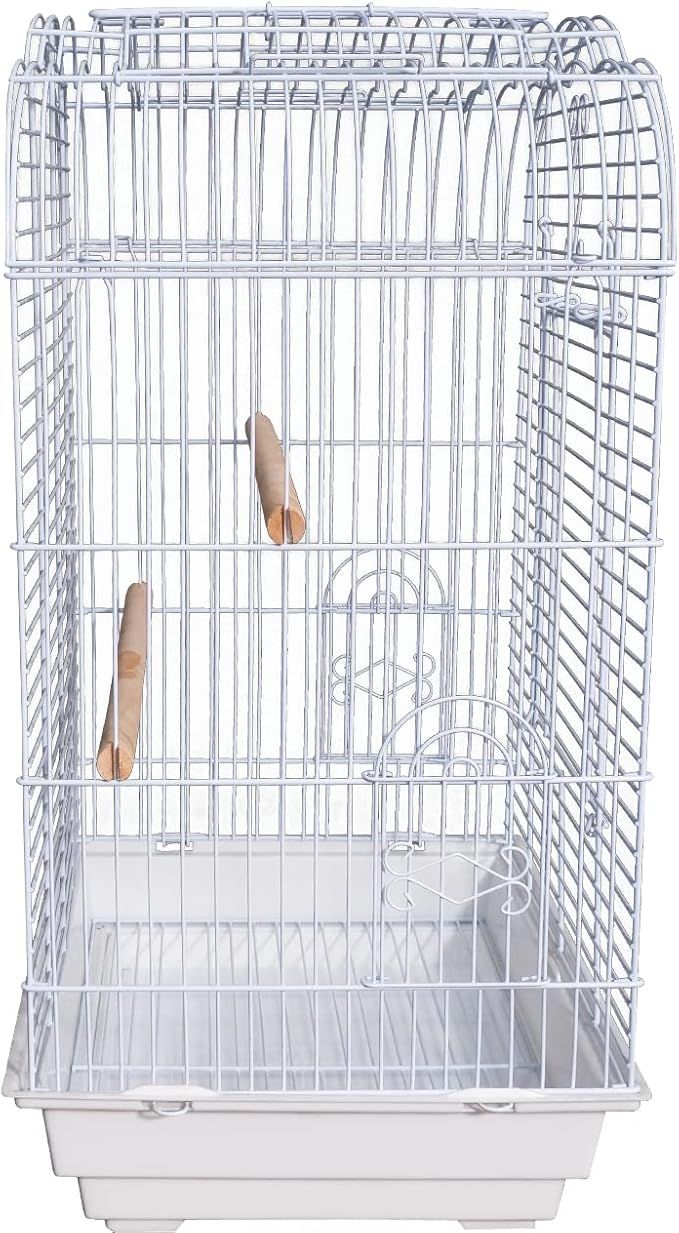 King's Cages ES 1814 03 18" W x 14" D x 22" H Bird cage Toy Toys Cockatiels Canaries (White)