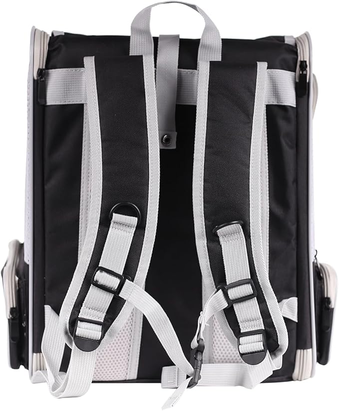 Bird Backpack Carrier with Stand Perch, Bird Travel Backpack for Hiking, Airline Approved Black Bird Backpack