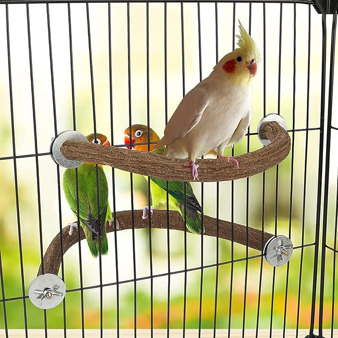 Bird Natural Wood Stand Perch Swing U Shape Natural Parrot Perch Bird Stand Pole for Parakeet, Conure, Cockatiel, Budgie, Lovebirds