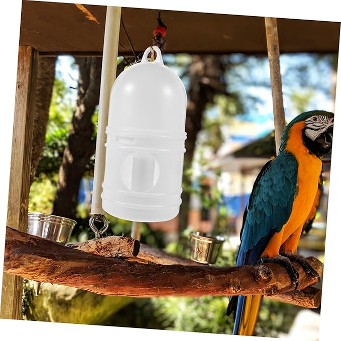 Hemobllo Pigeon Bird Water Dispenser, Plastic Poultry Water Dispenser with Top Handle 1 L Capacity Drinker Waterer Automatic Drinker Feeding for Parrot Chickens Pigeon Dove (2Pcs, White)