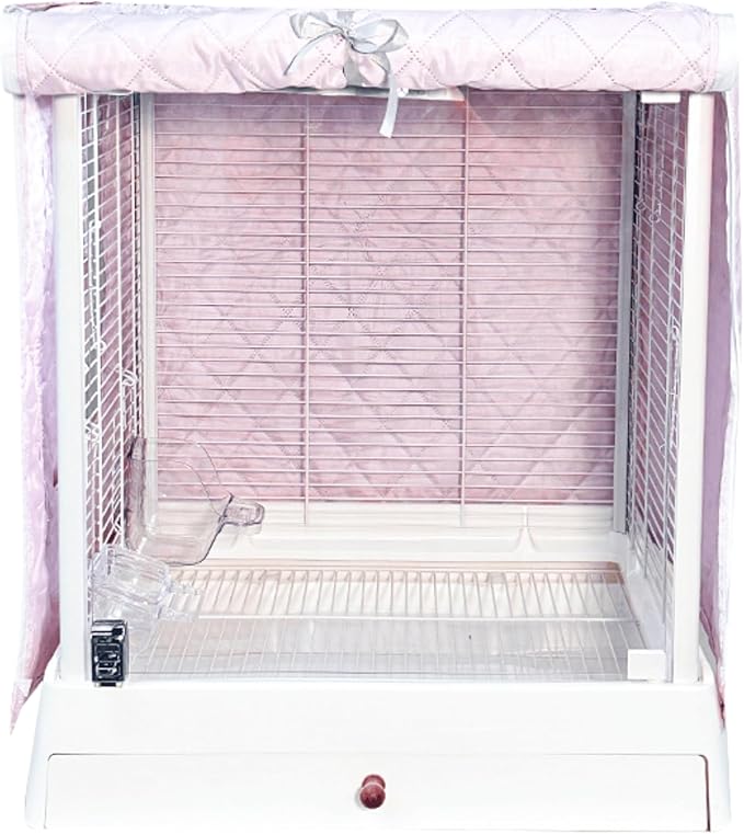 Bird Cage Cover Good Night Blackout Warm Lightweight Small Animal Cages Cover Pet Removable Durable Protector (Pink,S)