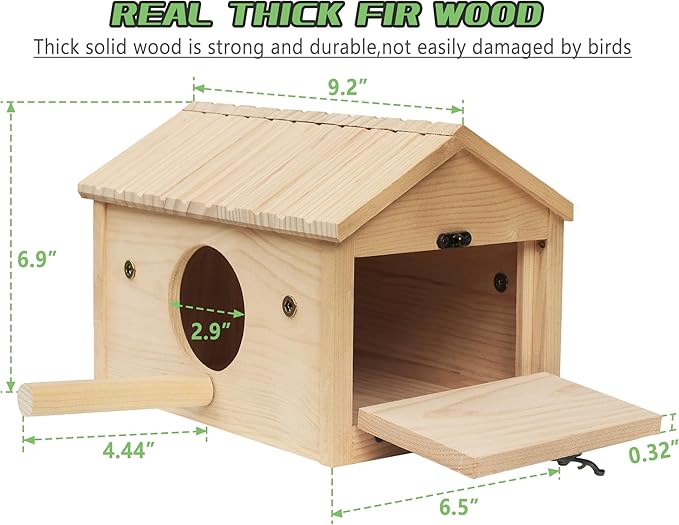 HiCaptain Bird Nesting Box Wooden Cockatiel Breeding Nest for Cages, Large Parakeet Nest Box Lovebird House Budgie Breeding Box (Wood)