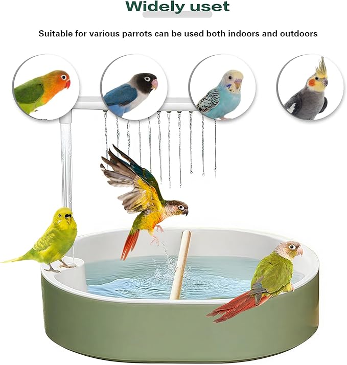 Parrot Shower, Automatic Bird Bath with Pump, Bird Bath, Automatic Bathtub with Circulating Faucet, Large-Capacity Water Tank for African Grey, Cockatiel, Conure, Budgie, Lovebird