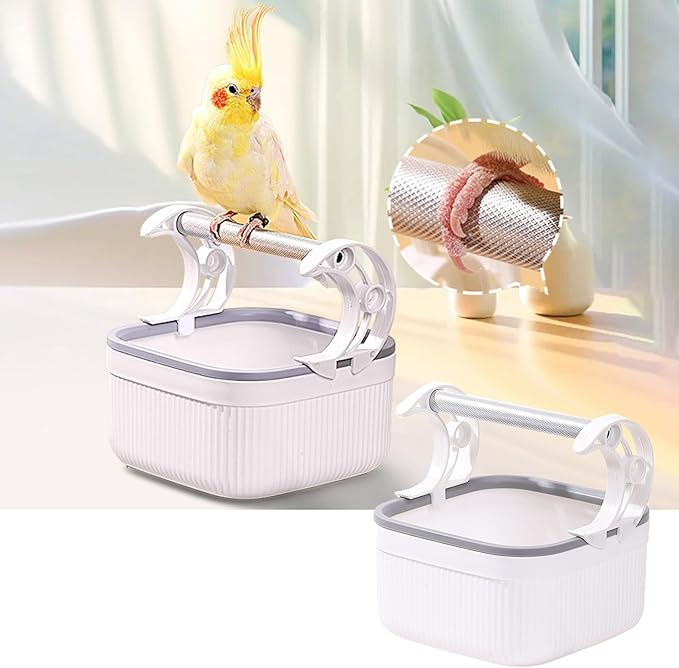Portable Tabletop Training Toilet for Bird, Pet Birds Potty Training Tool, Bird Toilet Stand with Removable Bucket for Home Courtyard Office Targeted Defecation Small Medium Parrot (White)