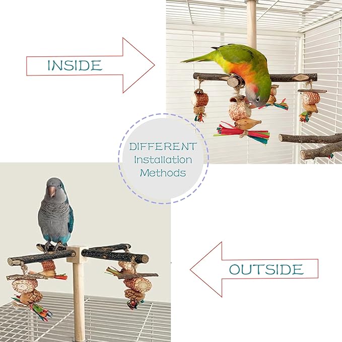 Bird Chew Toys Parrot Rotating Toys, Interactive Bird Cage Toys for Small Medium Birds, Durable Chewing Gnawing Beak Trimming Toys for Parakeet Cockatiel Conure Budgie Lovebird
