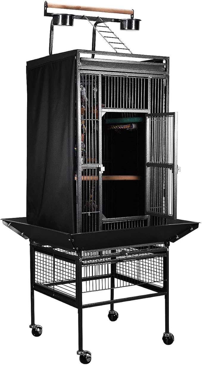Colorday Good Night Bird Cage Cover for Large Bird Cage with Play Top (Patented), Black 61"