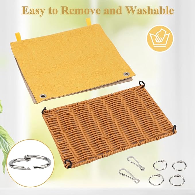 Hypeety Bird Nest Parakeet Tent for Cage Cozy Warm Bird Bed Hut Hideaway with Hanging Hook Washable Bird Cage Accessories Soft Snuggle Nest for Cockatiel Lovebird Conure Budgie Habitat (Yellow, L)