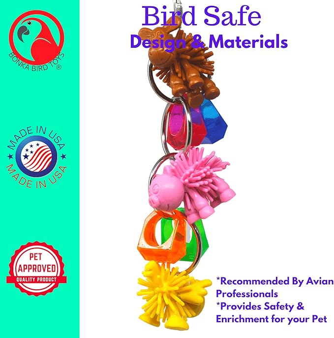 Bonka Bird Toys 1716 Farm Ringer Small Medium Bird Toy Parrot Cage Craft Toys Cages African Grey Conure Cockatiel