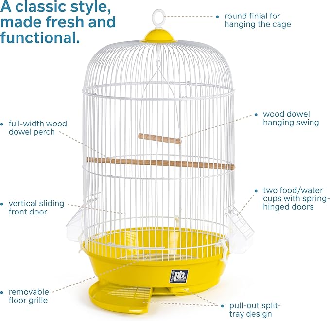 Prevue Hendryx SP31999Y Classic Round Bird Cage, Yellow, 1/2"