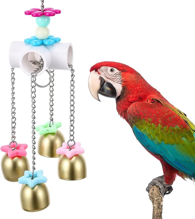 Parrot Bell Toys Bird Parrot Cage Hanging Bells Toys for Budgie, Cockatiels, Conures, and Lovebirds