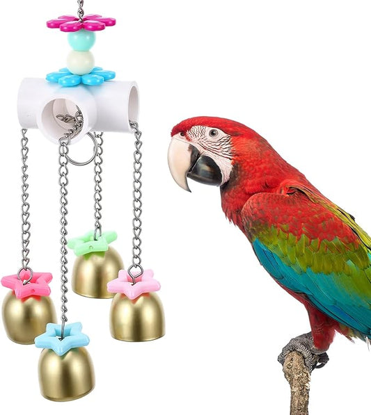 Parrot Bell Toys Bird Parrot Cage Hanging Bells Toys for Budgie, Cockatiels, Conures, and Lovebirds