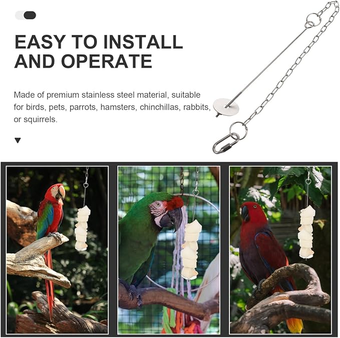2pcs Stainless Steel Bird Fruit Forks for Parrot and Finch, Large Size Food Stick Holders for Cage Feeding, Sturdy Silver Metal Feeder Tools for Pet Birds