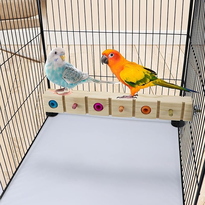 Parrot Bird Wood Perch Platform Corner Stand Shelf for Birds Budgie Parakeet Cockatiel Conure Cockatoo Macaw（F）