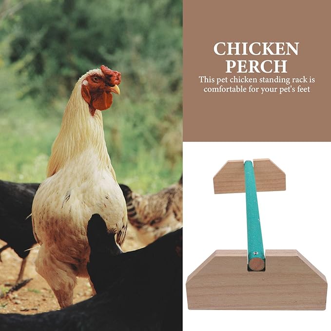 Chicken Perch Bird Stand Wood Stand Chicken Toy, Roost Entertainment Toy Hen Support Frame Bird Cage Play