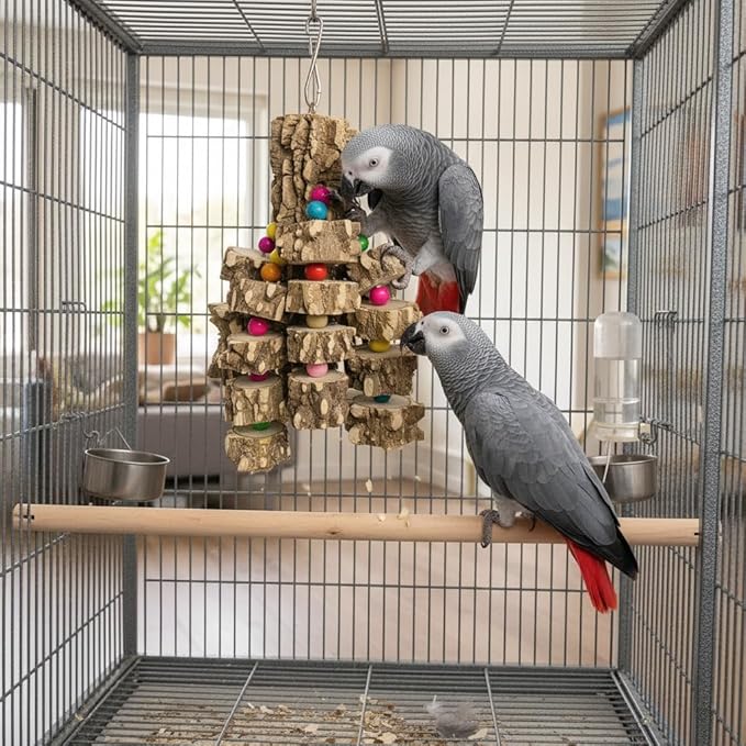 PINVNBY Macaw Toys, Extra Large Parrot Toys, Natural Wood Bird Chewing Toys for Large Birds Parrots African Grey Macaws Cockatoos Parkeets Eclectus Amazon Parrots
