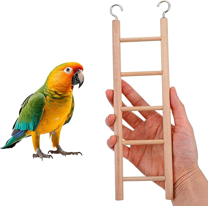 4 Pcs Wooden Bird Ladder, Bird Ladder for Cage, Birds Toys for Parakeets Parrots Lovebirds Cockatoo Birdie Basics Climbing Supplies(3&4&5&6 Step)