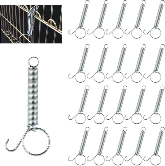 20PCS Spring Latch Hook for Cage Spring Cage Latch Metal Finger Spring Door Hook for Fixing Rabbit Birds Dog Cat Parrot Small Animal (4.52Inch)