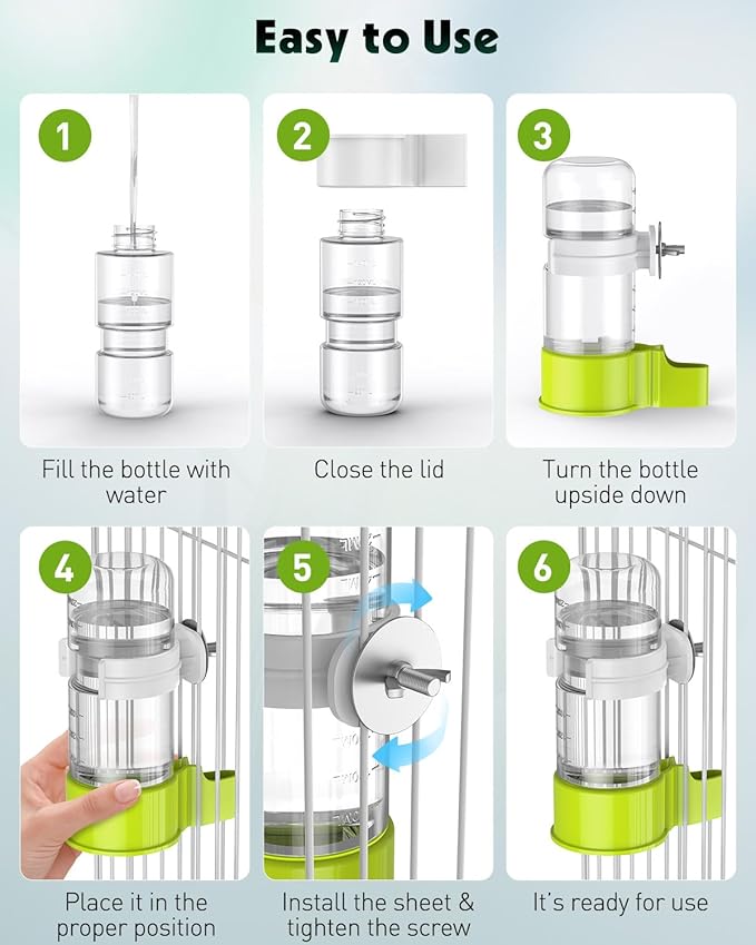 Pawfly Bird Water Dispenser, Automatic Water Feeder, Plastic Bird Cage Dispenser, Green Parrot Waterer for Parakeet Cockatiel Budgie Lovebirds (Not Fit for Food Feeding)