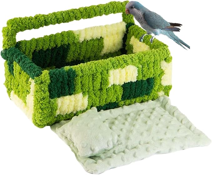 Warm Bird Nest House Bed Hammock Toy for Pet Parrot Parakeet Cockatiel Conure Cockatoo African Grey Eclectus Amazon Lovebird Budgie Finch Canary Hamster Rat Chinchilla Squirrel Cage Perch