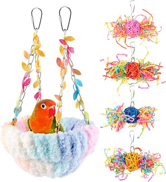 KATUMO Budgies Nest, Conure Snuggle Bed Bird Swing Bed Parrotlet Breeding Nest Finches Nest for Small Animals, Size Small