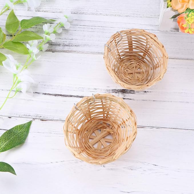 balacoo 5pcs Handmade Bird Nest with Hook Natural Hanging Nest for Pets Parrots and Birds -Style Nesting House for Indoor and Outdoor Use