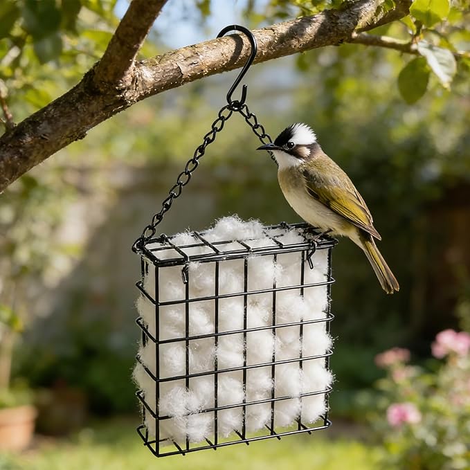 Bird Nesting Material Holder, Handmade Fiber Bird Nesting Material, Refillable Bird Shelter, Outdoor Bird Nesting and Resting Spot, Gift for Animal and Bird Enthusiasts (1 Set)