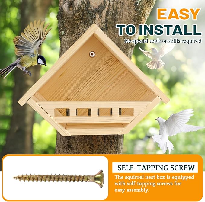 Dove Nesting Box, Wood Dove Bird House, Waterproof Bird Houses for Outside, Pigeon Nest Fits for Small to Medium-Sized Birds, Safe Backyard Birding Supplies, Garden Decor (Natural)
