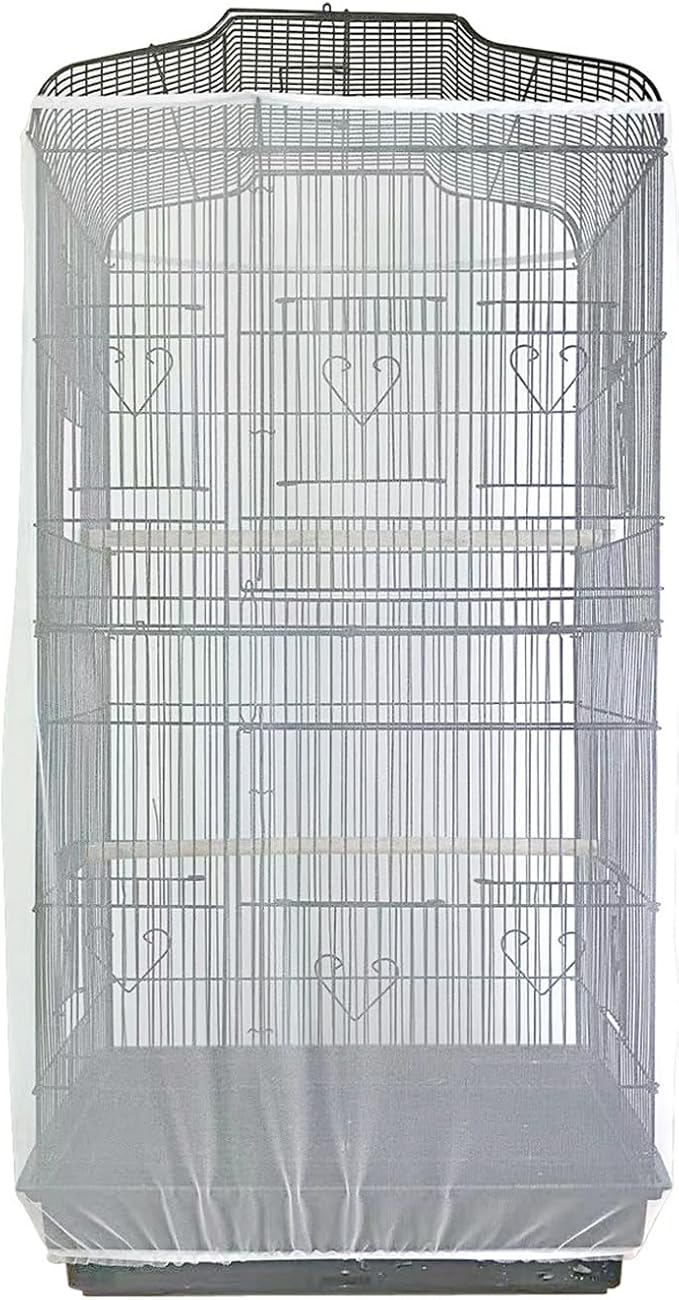 Birdcages Mesh Net Skirt Cover Reusable Stretchy Bird Cage Seed Catcher (31 x 67 inch)