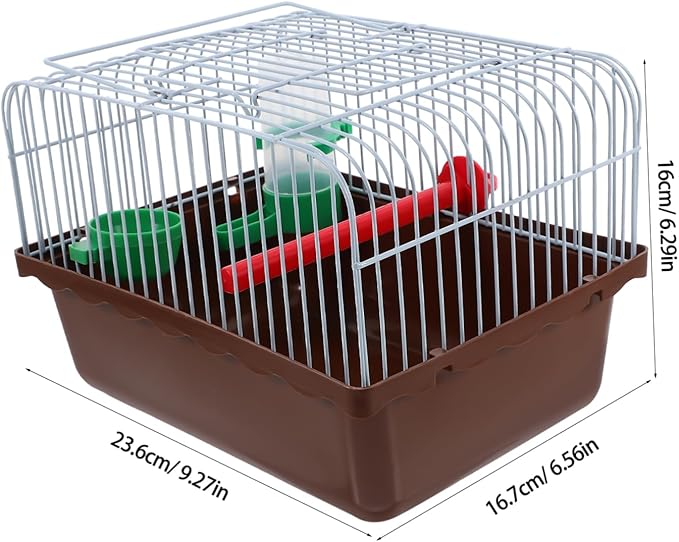 BESPORTBLE Bird Cage with Perch Food Box Portable Small Pet Carrier for Lovebirds Parrots Travel Cage Abs Iron Brown
